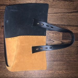 Frame Les Second Colorblock Tote Suede Black Two Tone Bag